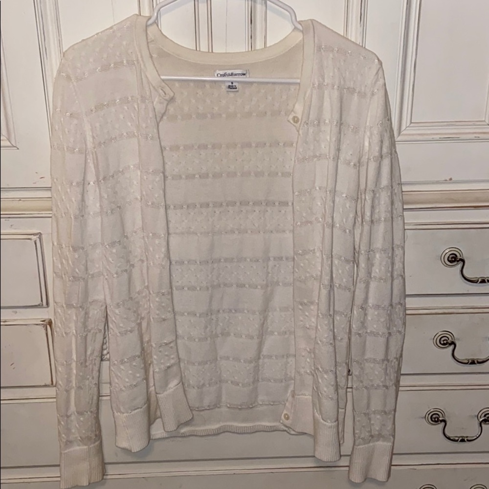 Croft&Barrow White Button Down Sweater